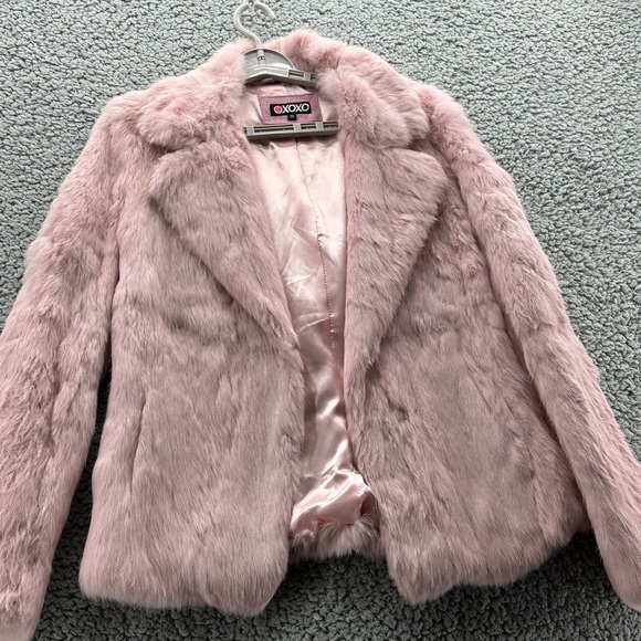 XOXO Jackets & Blazers - XOXO Vintage Coat Blush Rabbit Fur Coat SZ M